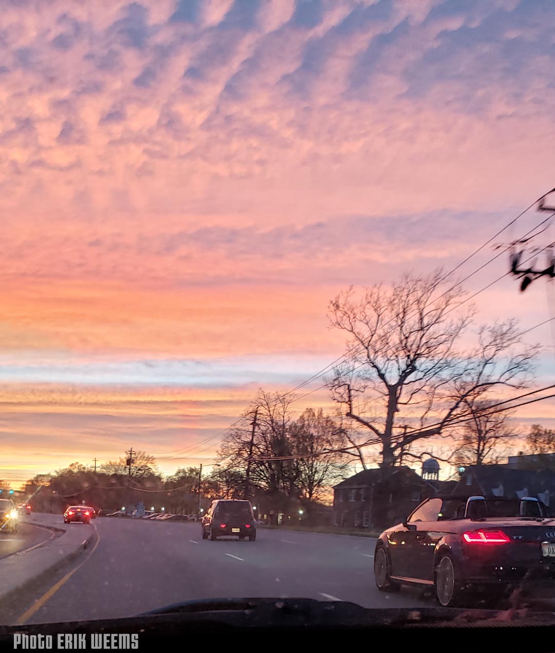 Downtown North Chesterfield by the old Court House with a sunset sky