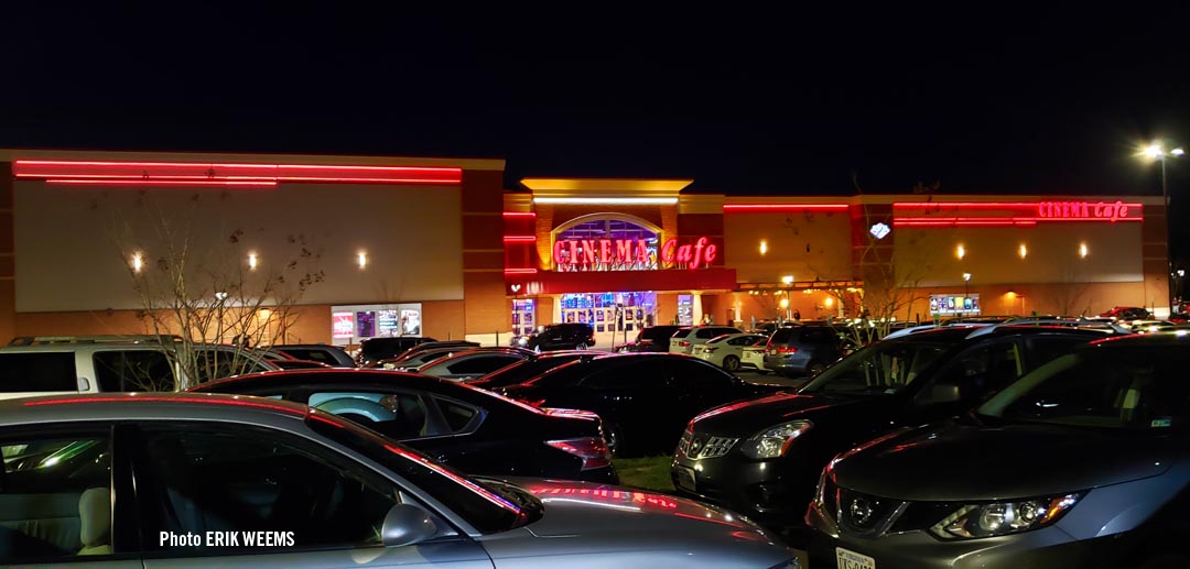The Cinema Cafe in Chester Virginia at night