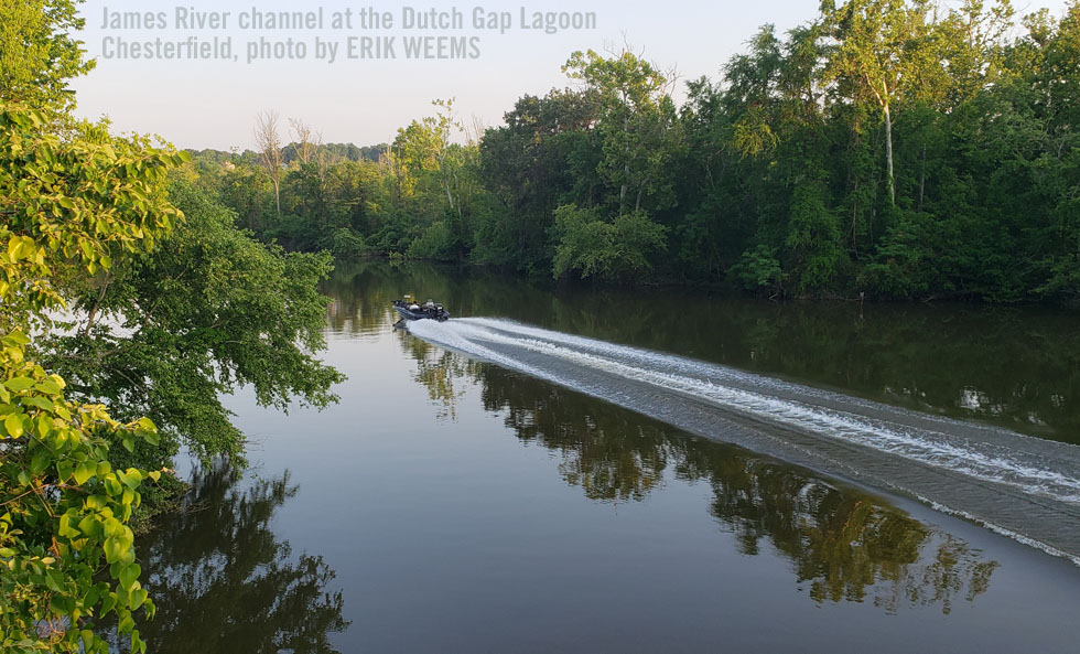 Boat on the James River Channel at Dutch Gap in Chesterfield
